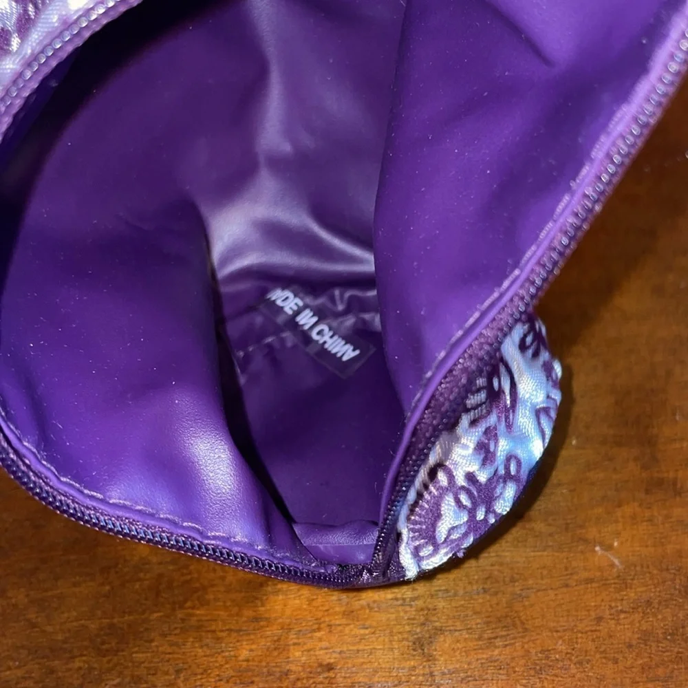 Merle Norman Purple Bow Tie Zippered Make Up Travel Bag